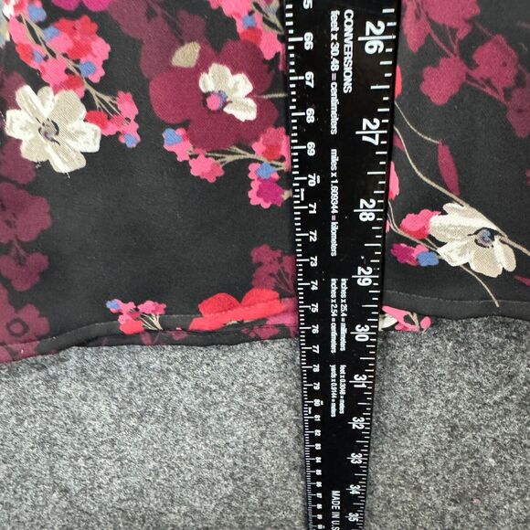 J Jill Wearever Collection Tunic Women's Small Black Maroon Floral Pleated Relax - Picture 5 of 7